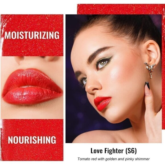 Oulac Red Moisture Shine Tinted Lip Balm Hydrating Lipstick Love Fighter S6 - Picture 2 of 7